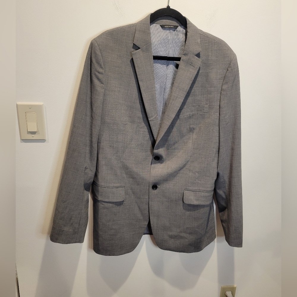 Banana republic men's size 42r grey wool blend tailored fit two button blazer